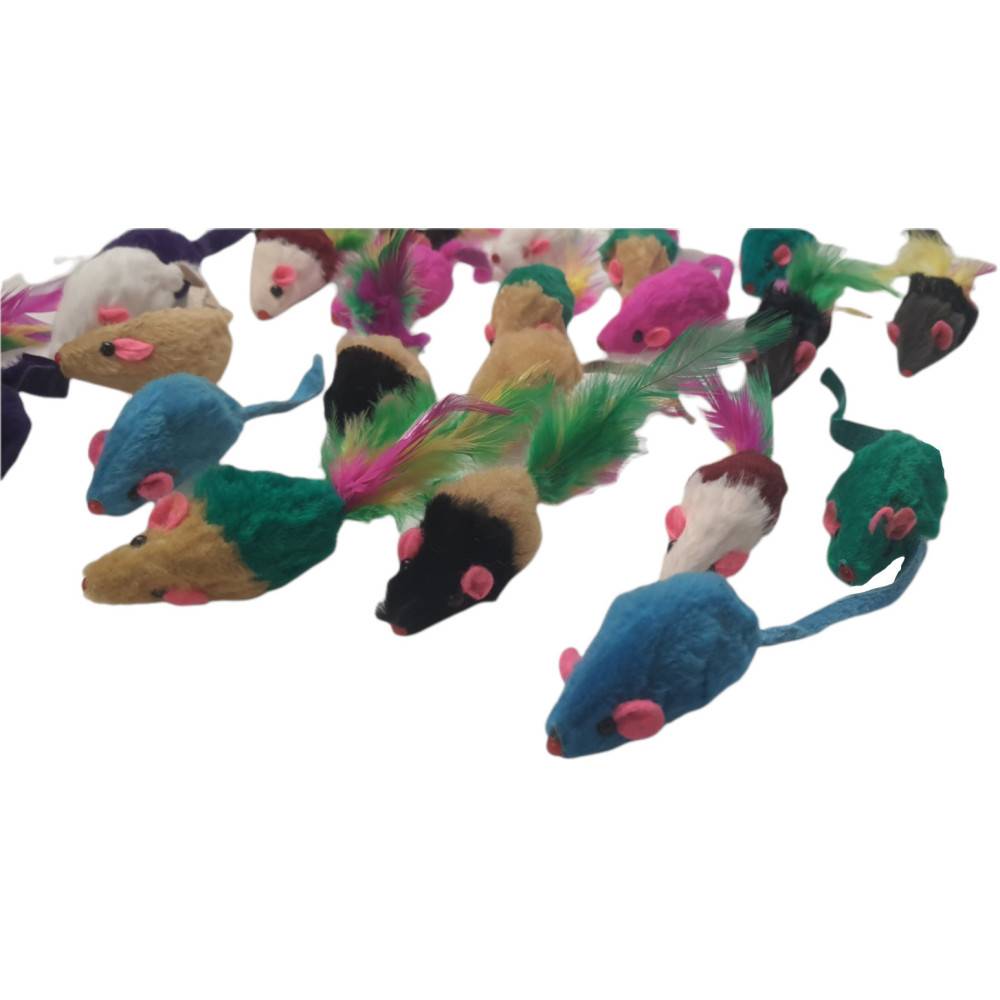 animallparadise - 24  souris en fourrure. jouet pour chat. multi couleur . - Imagen 4