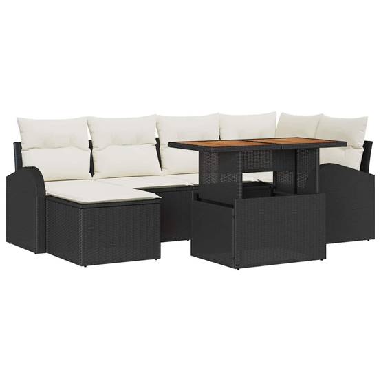 Salon de jardin 5 places poly rotin avec rangement repose-pieds et table pour terrasse Noir – ComfortXL Outdoor Living - Image 2