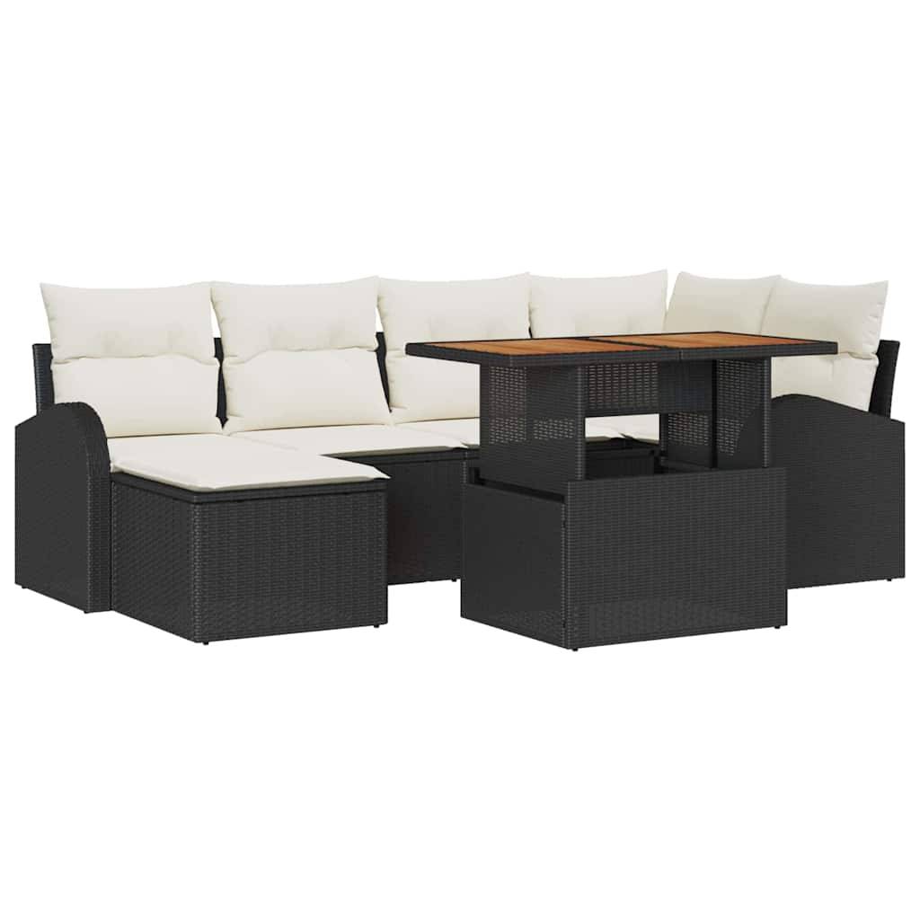 Salon de jardin 5 places poly rotin avec rangement repose-pieds et table pour terrasse Noir – ComfortXL Outdoor Living - Image 2