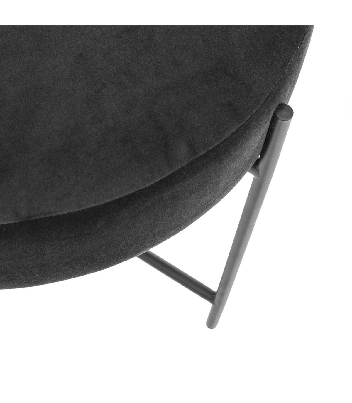 Tabouret en Velours Gris et Pieds en Métal - Imagen 2