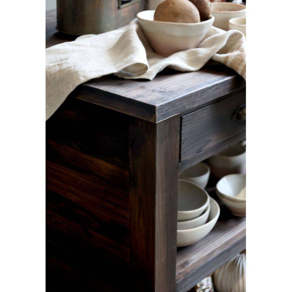 Chemin De Campagne - Ilôt de cuisine desserte en bois marron et fer noir 150 x 70 x 90 cm Chemin de campagne - Imagen 7