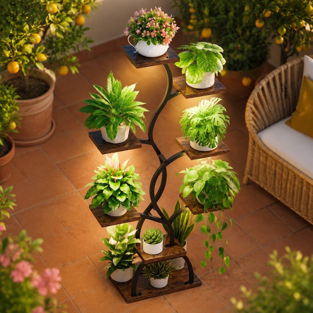 Étagère à Plantes avec Lampe de Culture 8 Niveaux Stable Design Moderne Espace Économique - Image 2