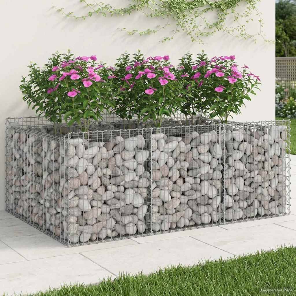 Lit surélevé gabion Acier galvanisé Argenté 150 x 100 x 60 cm - PANGIVO - Image 1