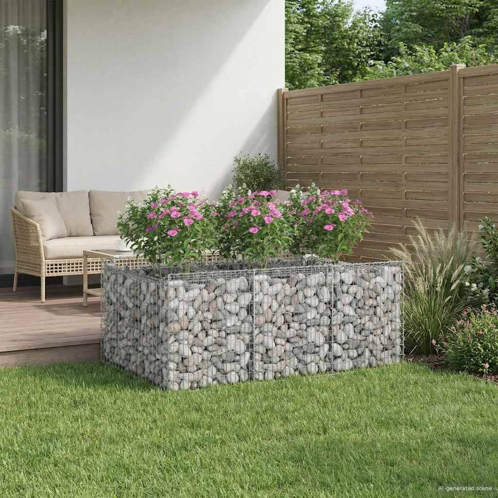 Lit surélevé gabion Acier galvanisé Argenté 150 x 100 x 60 cm - PANGIVO - Image 5