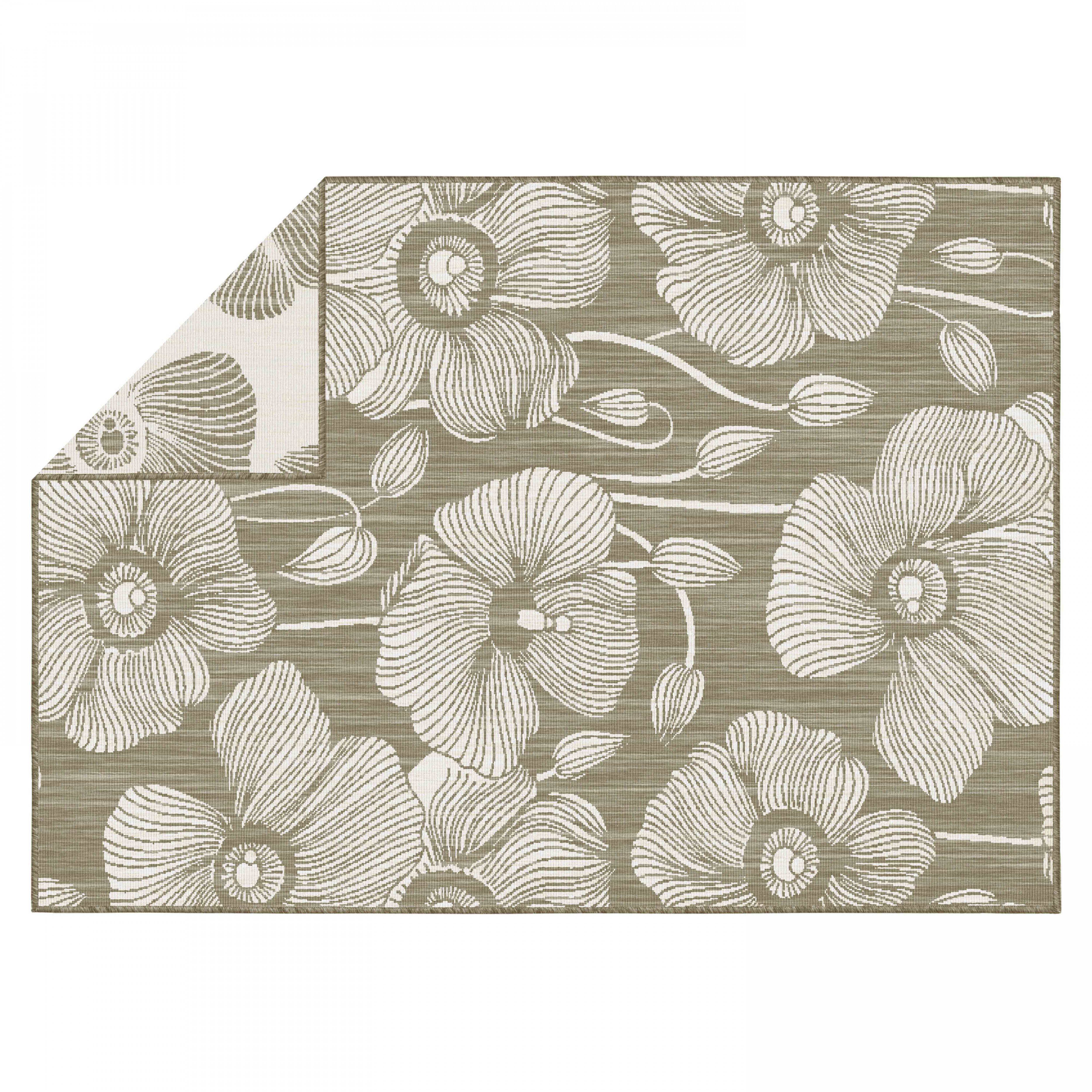 Oviala - Tapis d'extérieur en polypropylène 160 x 230 cm taupe Poppy - Oviala - Imagen 4