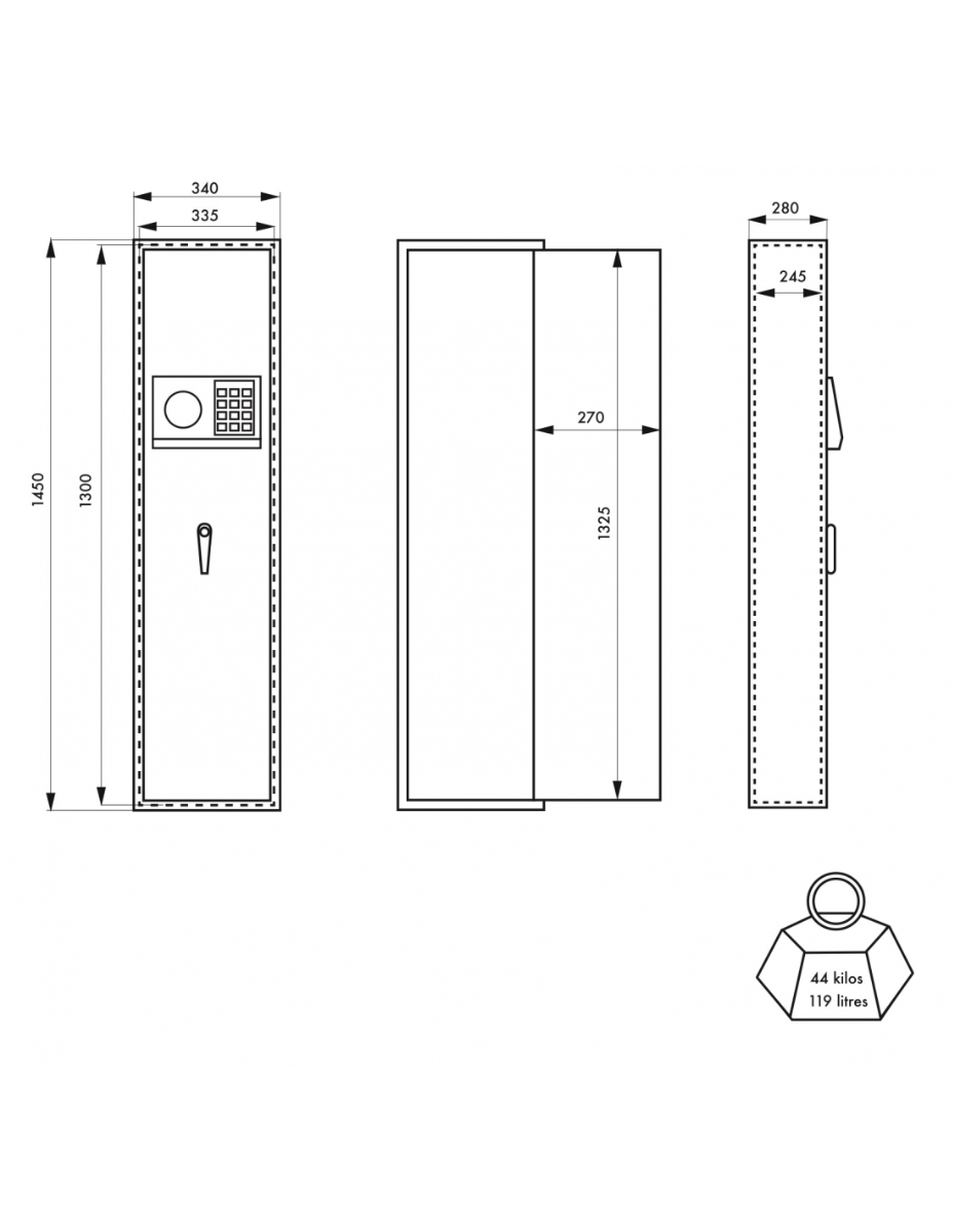 Armoire à fusils MONTERIA ouverture parclavier à code 5 fusils - 13286 - Imagen 2