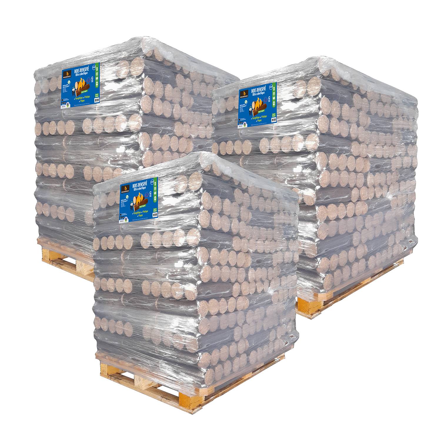 WOODSTOCK - Woodstock bois densifié par 5 - Lot de 3 palettes de 104 packs de 5 bûches - Image 1