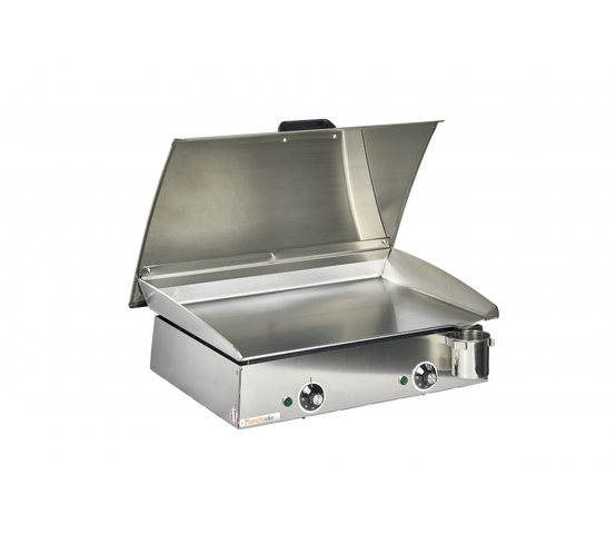 Pack comprenant une plancha électrique LUX 600 inox avec son couvercle et 2 ustensiles - Image 1