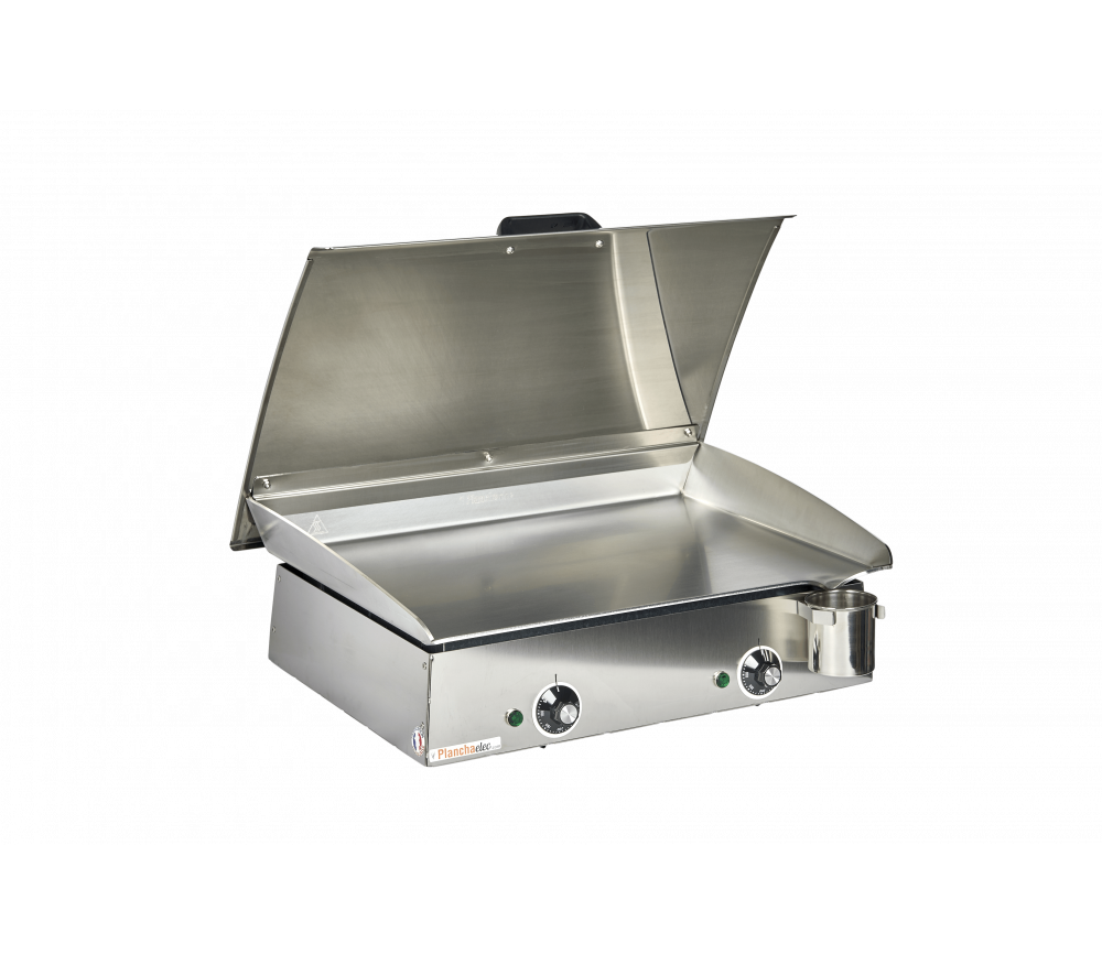 Pack comprenant une plancha électrique LUX 600 inox avec son couvercle et 2 ustensiles - Image 1