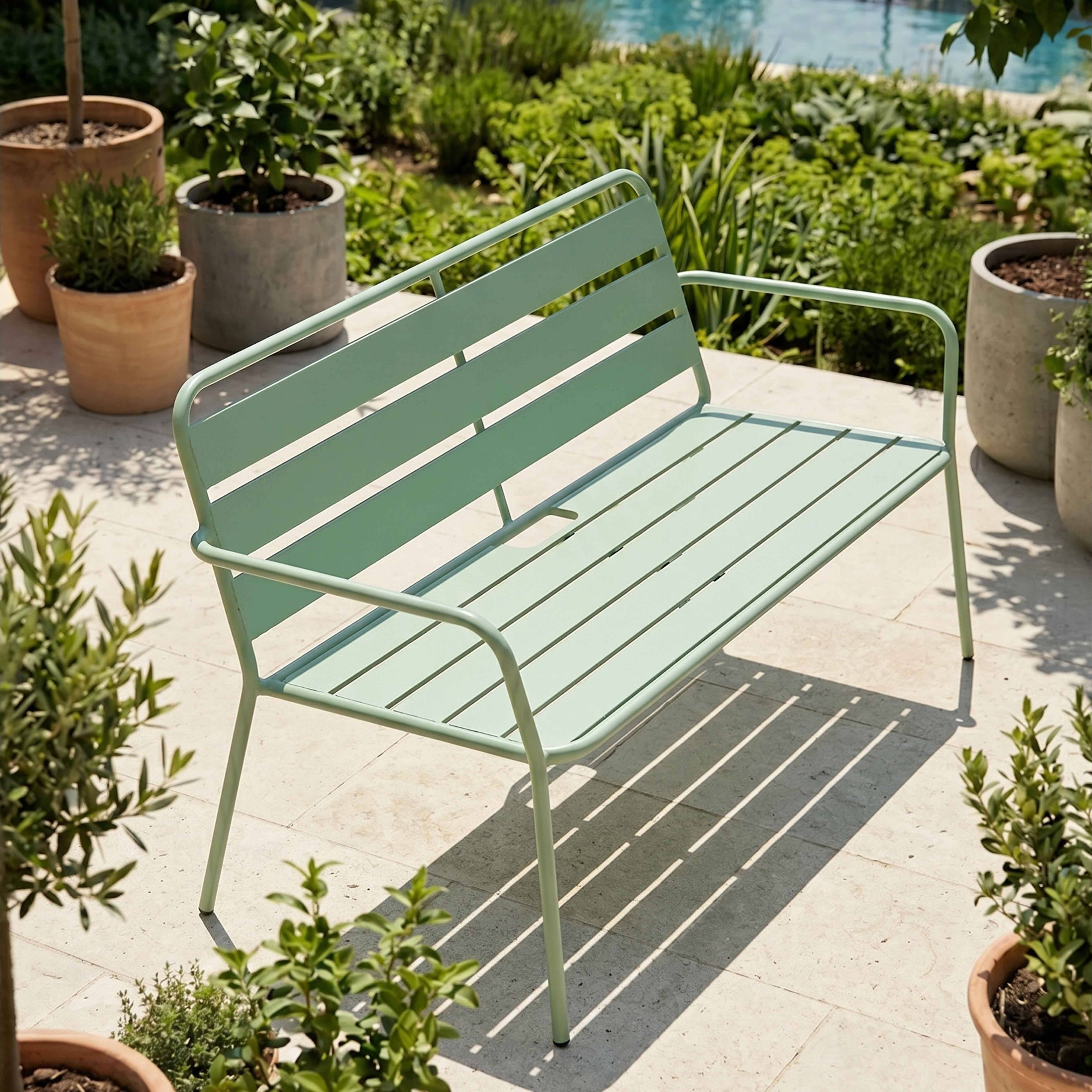 Oviala - Canapé de jardin en métal vert sauge Palavas - Oviala - Imagen 2