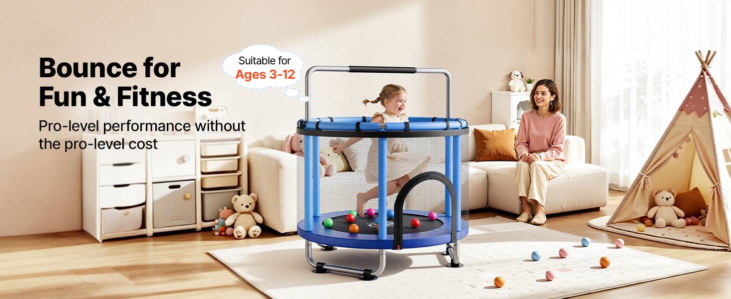 Vevor - VEVOR Trampoline enfant 142 cm - cadre galvanisé, filet sécurisé, capacité 60 kg, accessoires inclus. - Image 9