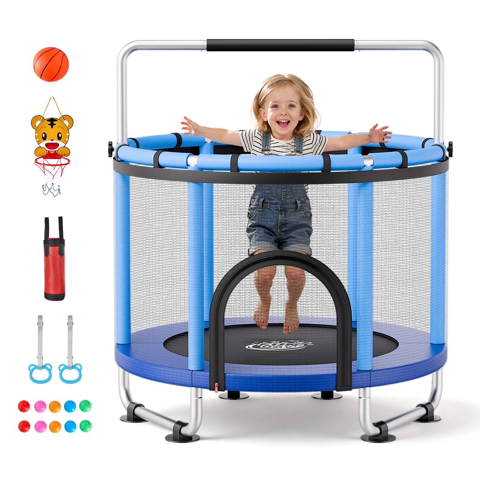 Vevor - VEVOR Trampoline enfant 142 cm - cadre galvanisé, filet sécurisé, capacité 60 kg, accessoires inclus. - Image 1