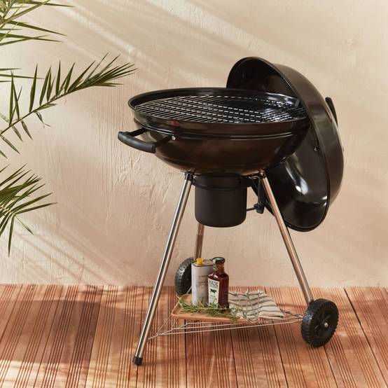 sweeek - Barbecue charbon de bois Ø57cm - Georges - Noir émaillé. barbecue avec aérateurs. émaillé. fumoir. récupérateur de cendres | sweeek - Image 5