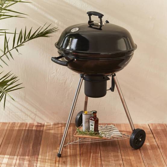 sweeek - Barbecue charbon de bois Ø57cm - Georges - Noir émaillé. barbecue avec aérateurs. émaillé. fumoir. récupérateur de cendres | sweeek - Image 3
