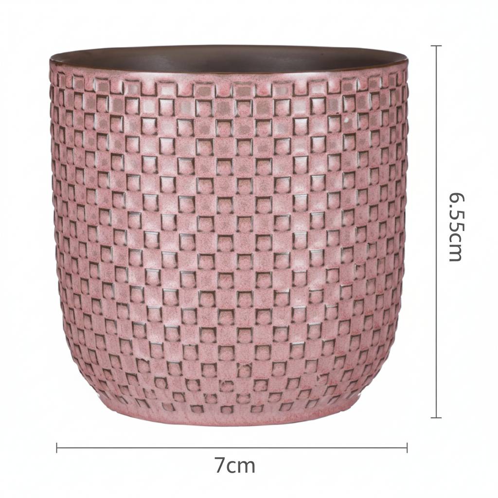 Pot de fleurs en relief rose - D.7cm - Image 3