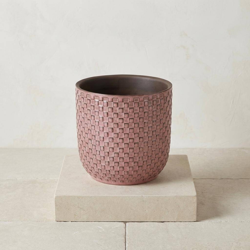 Pot de fleurs en relief rose - D.7cm - Image 2