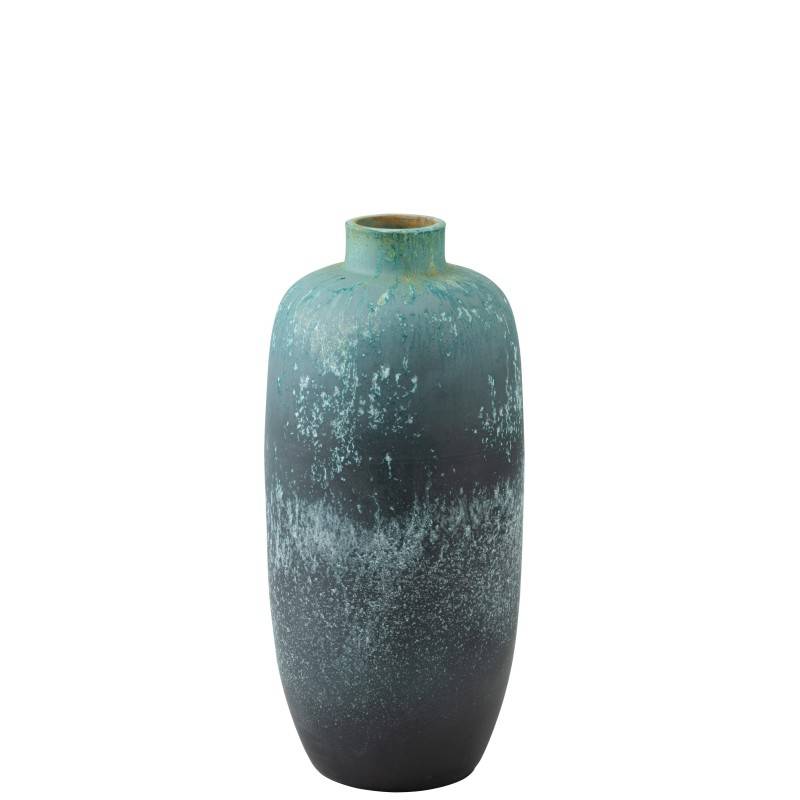 J-Line - Vase vintage haut en céramique bleu 33x33x72 cm - J-Line - Image 1