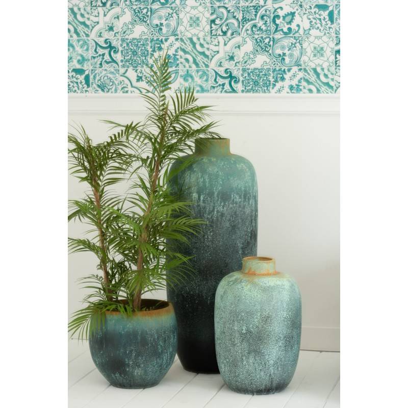 J-Line - Vase vintage haut en céramique bleu 33x33x72 cm - J-Line - Image 2