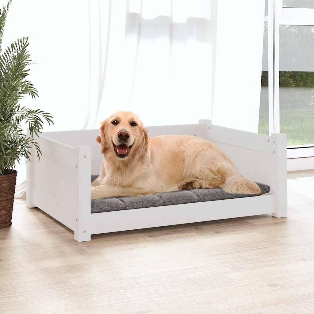 Vidaxl - Lit pour chien Blanc 75,5x55,5x28 cm Bois de pin solide vidaXL 821453 - Imagen 4