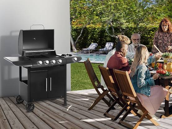 Habitat Et Jardin - Barbecue Gaz "feria 5" - 5 Brûleurs Dont 1 Latéral - 14,5 Kw - Noir -habitat Et Jardin - Image 2