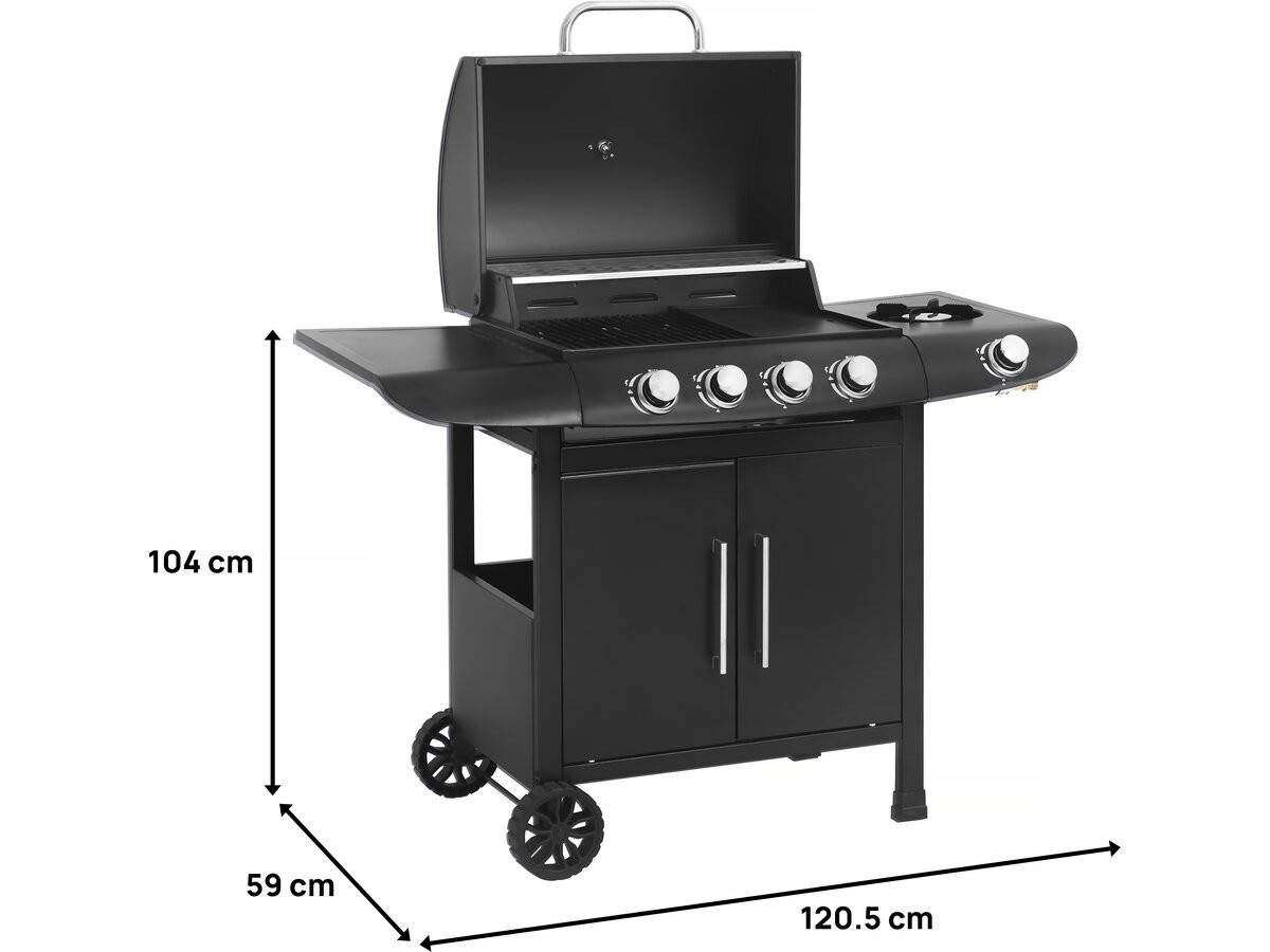 Barbecue Gaz "feria 5" - 5 Brûleurs Dont 1 Latéral - 14,5 Kw - Noir -habitat Et Jardin - Image 4