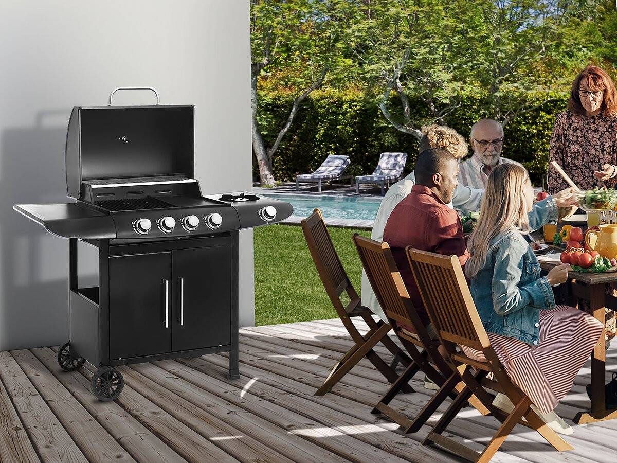 Barbecue Gaz "feria 5" - 5 Brûleurs Dont 1 Latéral - 14,5 Kw - Noir -habitat Et Jardin - Image 2