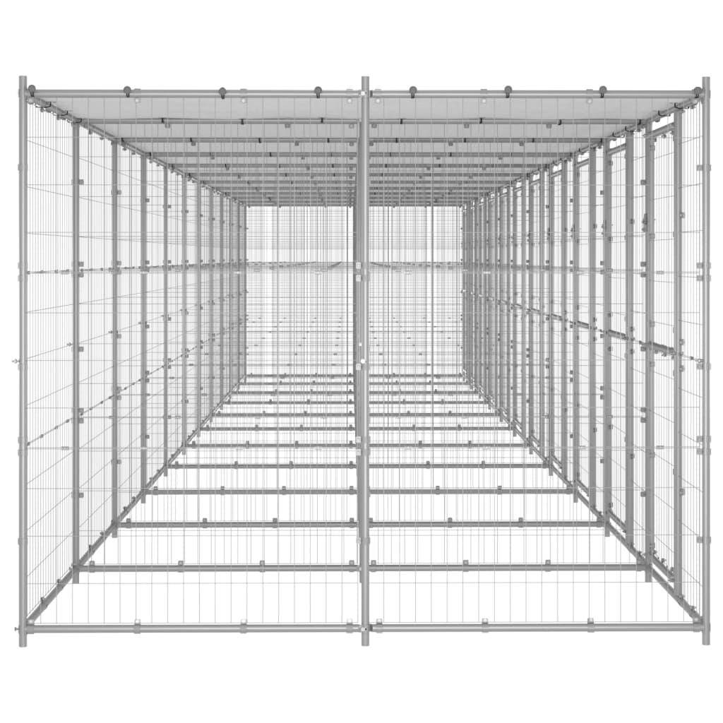 Helloshop26 - Chenil extérieur cage enclos parc animaux chien extérieur acier galvanisé avec toit 26,62 m² - Imagen 4
