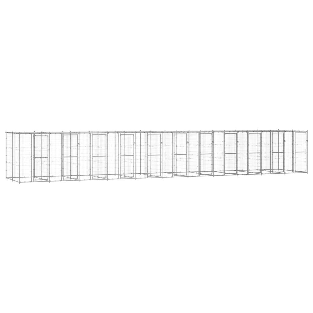 Helloshop26 - Chenil extérieur cage enclos parc animaux chien extérieur acier galvanisé avec toit 26,62 m² - Imagen 1