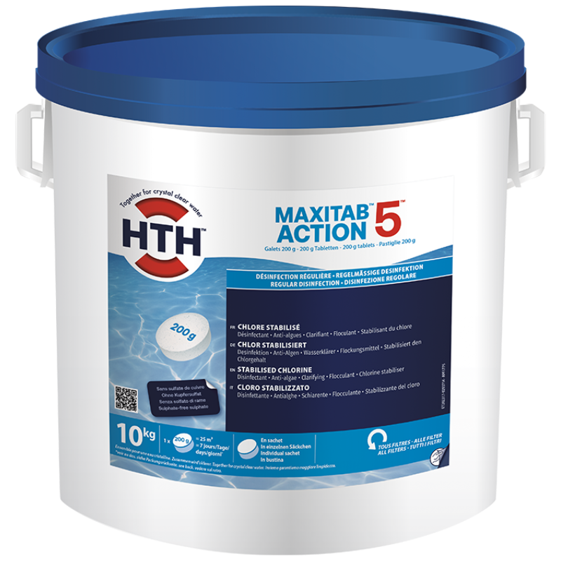 Chlore multifonction hth® MAXITAB Action 5 galets 200g - 10 kg - Imagen 3