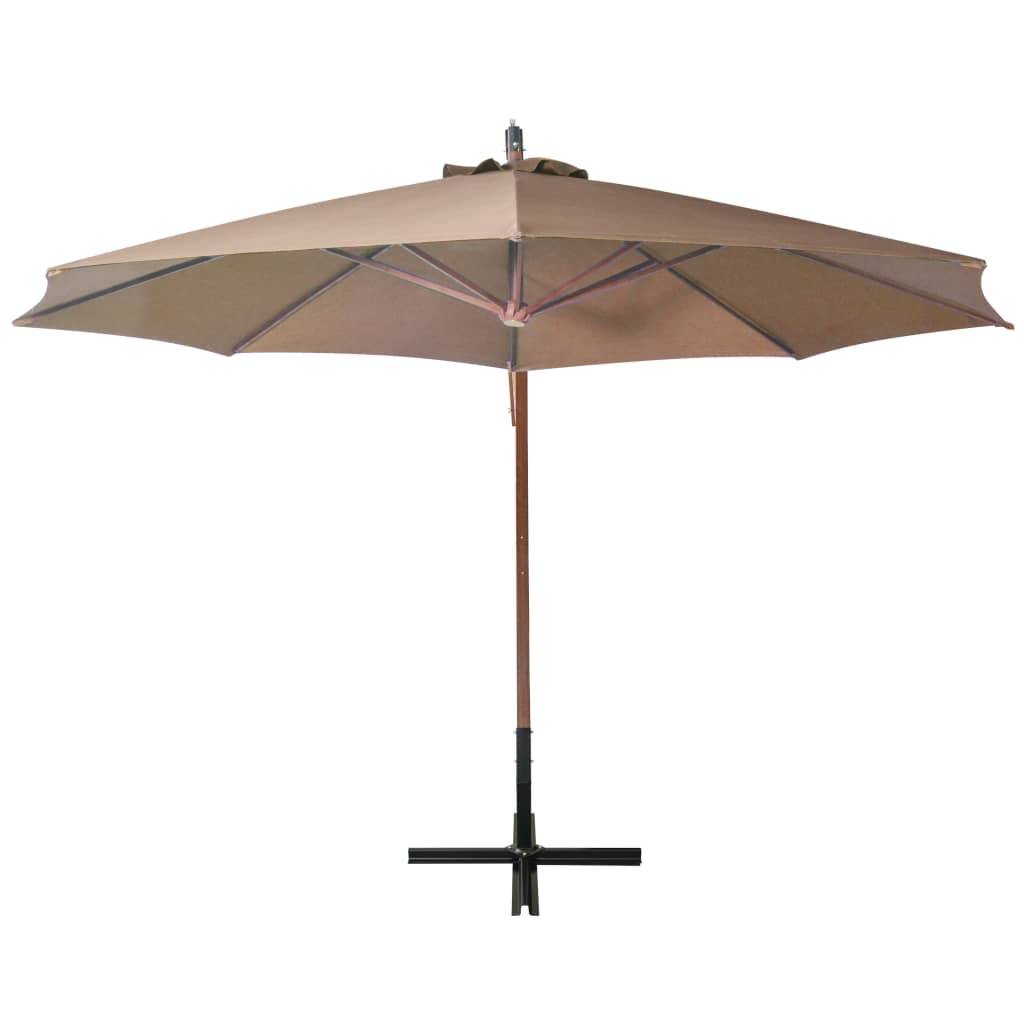 Helloshop26 - Parasol suspendu avec mât taupe 3,5 x 2,9 m bois de sapin massif - Imagen 3