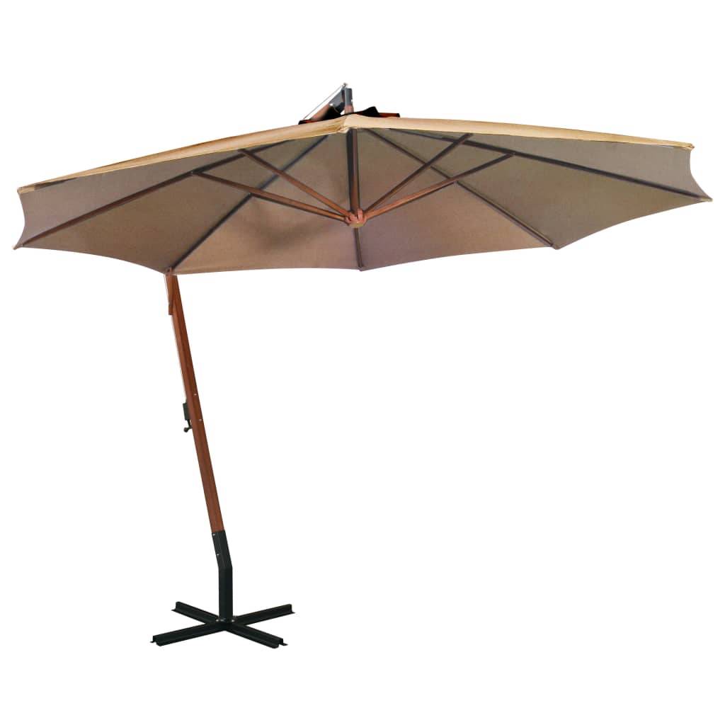 Helloshop26 - Parasol suspendu avec mât taupe 3,5 x 2,9 m bois de sapin massif - Imagen 1