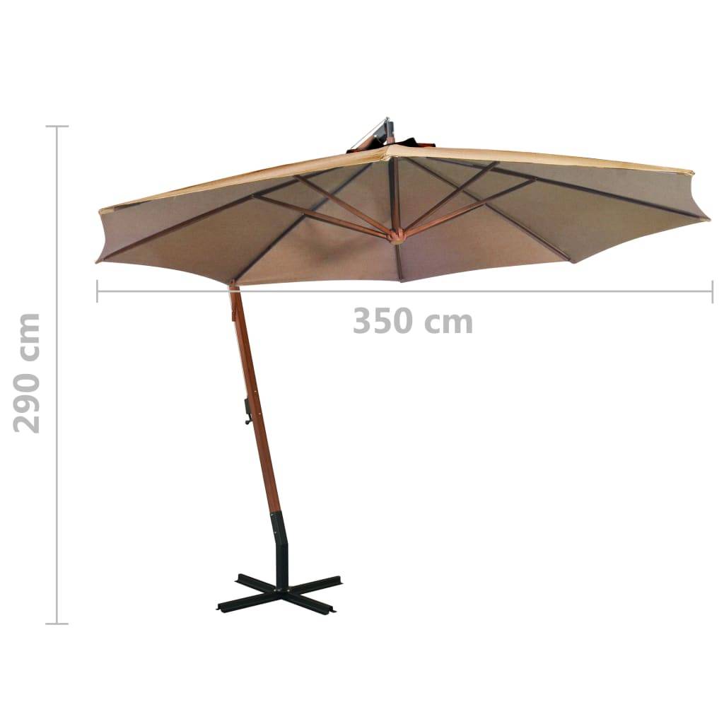 Helloshop26 - Parasol suspendu avec mât taupe 3,5 x 2,9 m bois de sapin massif - Imagen 8