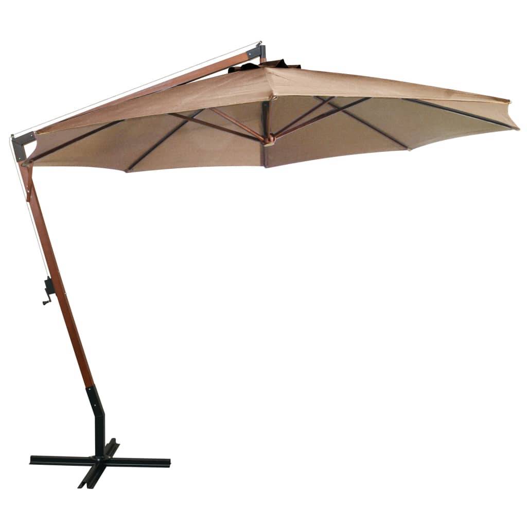 Helloshop26 - Parasol suspendu avec mât taupe 3,5 x 2,9 m bois de sapin massif - Imagen 2