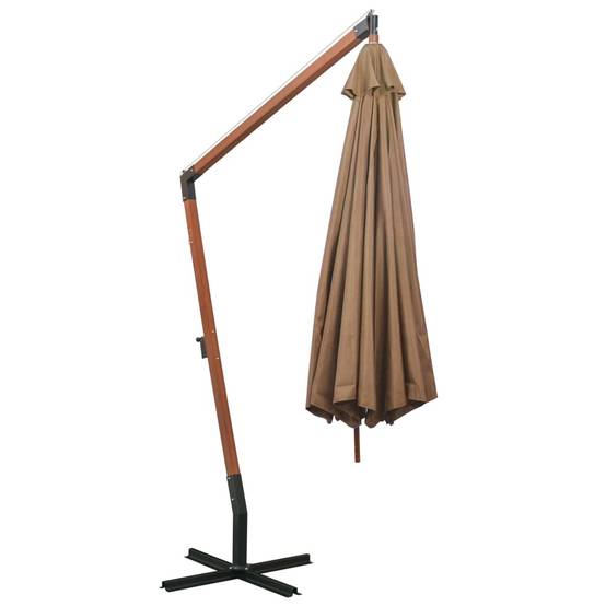 Helloshop26 - Parasol suspendu avec mât taupe 3,5 x 2,9 m bois de sapin massif - Imagen 4