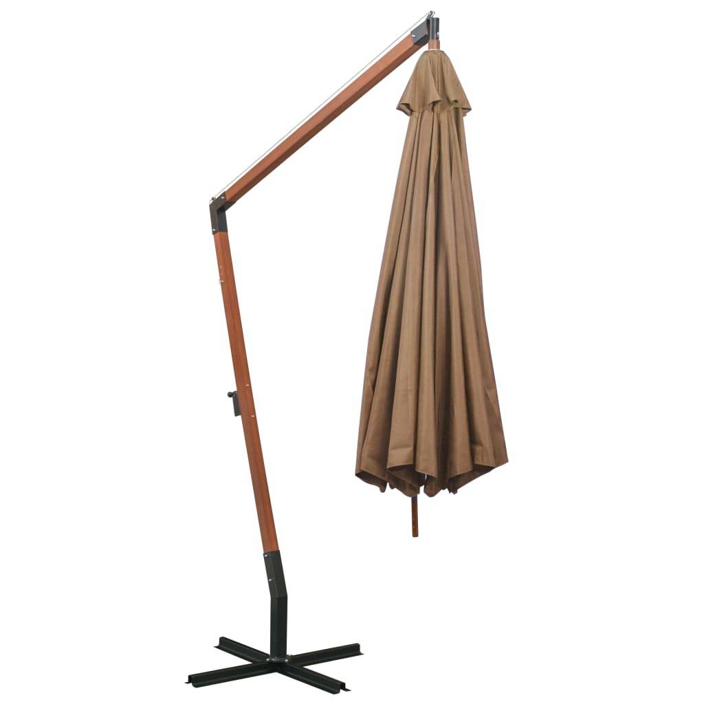 Helloshop26 - Parasol suspendu avec mât taupe 3,5 x 2,9 m bois de sapin massif - Imagen 4