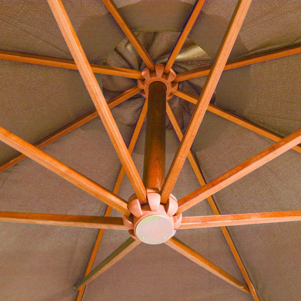 Helloshop26 - Parasol suspendu avec mât taupe 3,5 x 2,9 m bois de sapin massif - Imagen 5