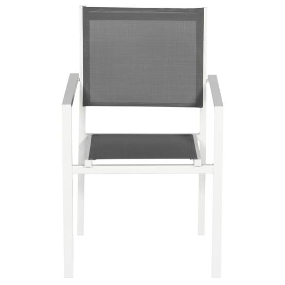 Lot de 4 chaises en aluminium blanc - textilène gris - HAPPY GARDEN - Image 4