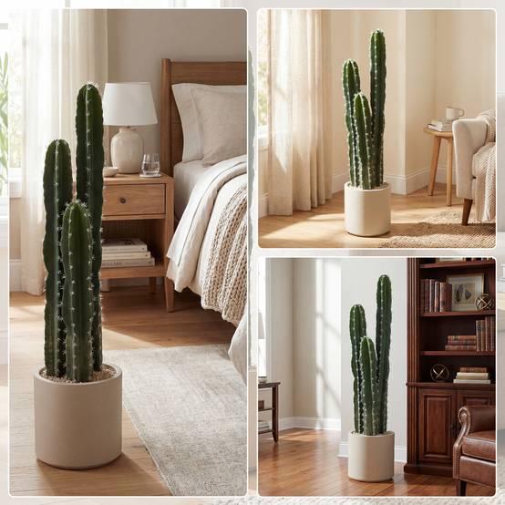 Plante artificielle cactus plastique intérieur salon bureau tiges modulables 95cm vert - ComfortXL Outdoor Living - Image 9