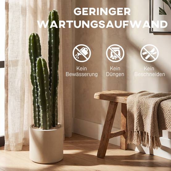 Plante artificielle cactus plastique intérieur salon bureau tiges modulables 95cm vert - ComfortXL Outdoor Living - Image 7
