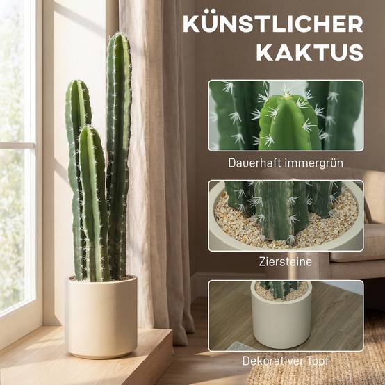 Plante artificielle cactus plastique intérieur salon bureau tiges modulables 95cm vert - ComfortXL Outdoor Living - Image 6
