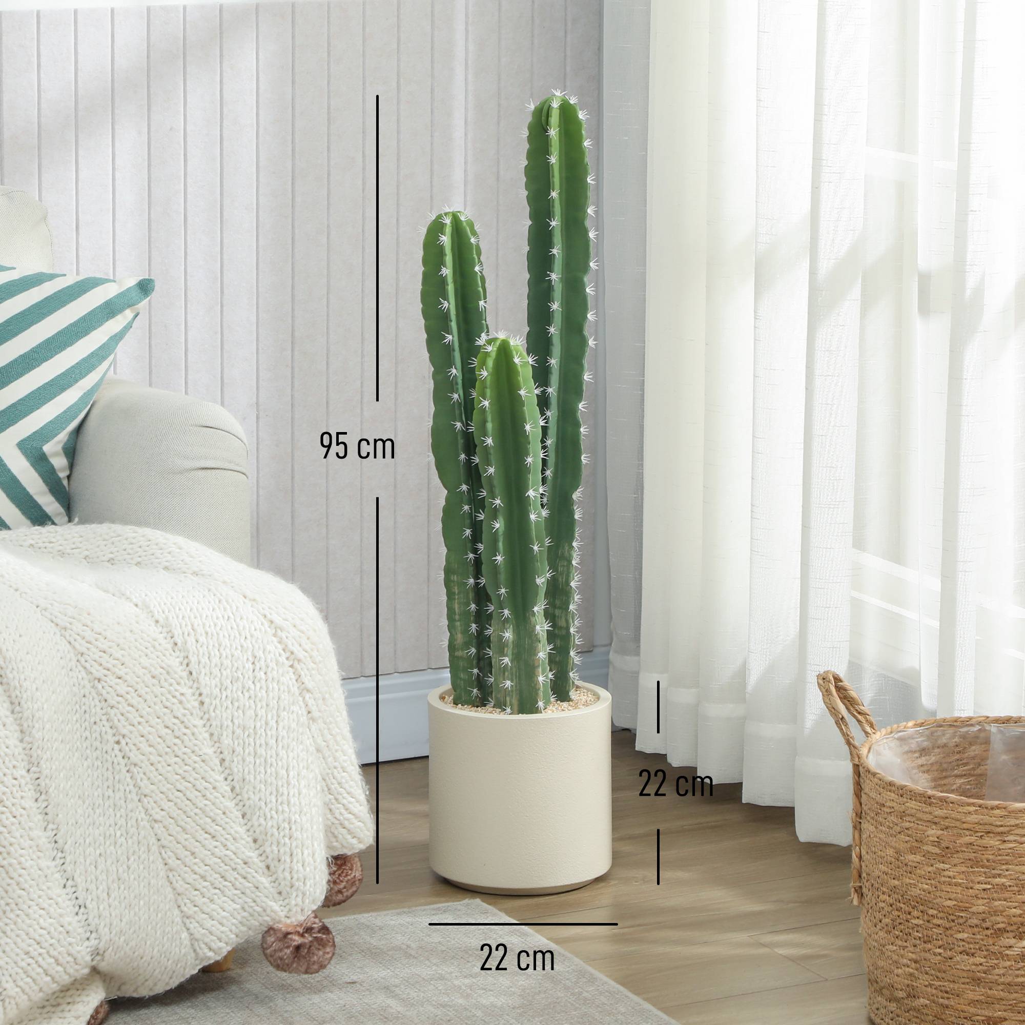 Plante artificielle cactus plastique intérieur salon bureau tiges modulables 95cm vert - ComfortXL Outdoor Living - Image 5