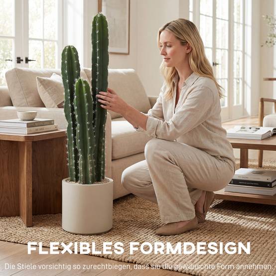 Plante artificielle cactus plastique intérieur salon bureau tiges modulables 95cm vert - ComfortXL Outdoor Living - Image 8