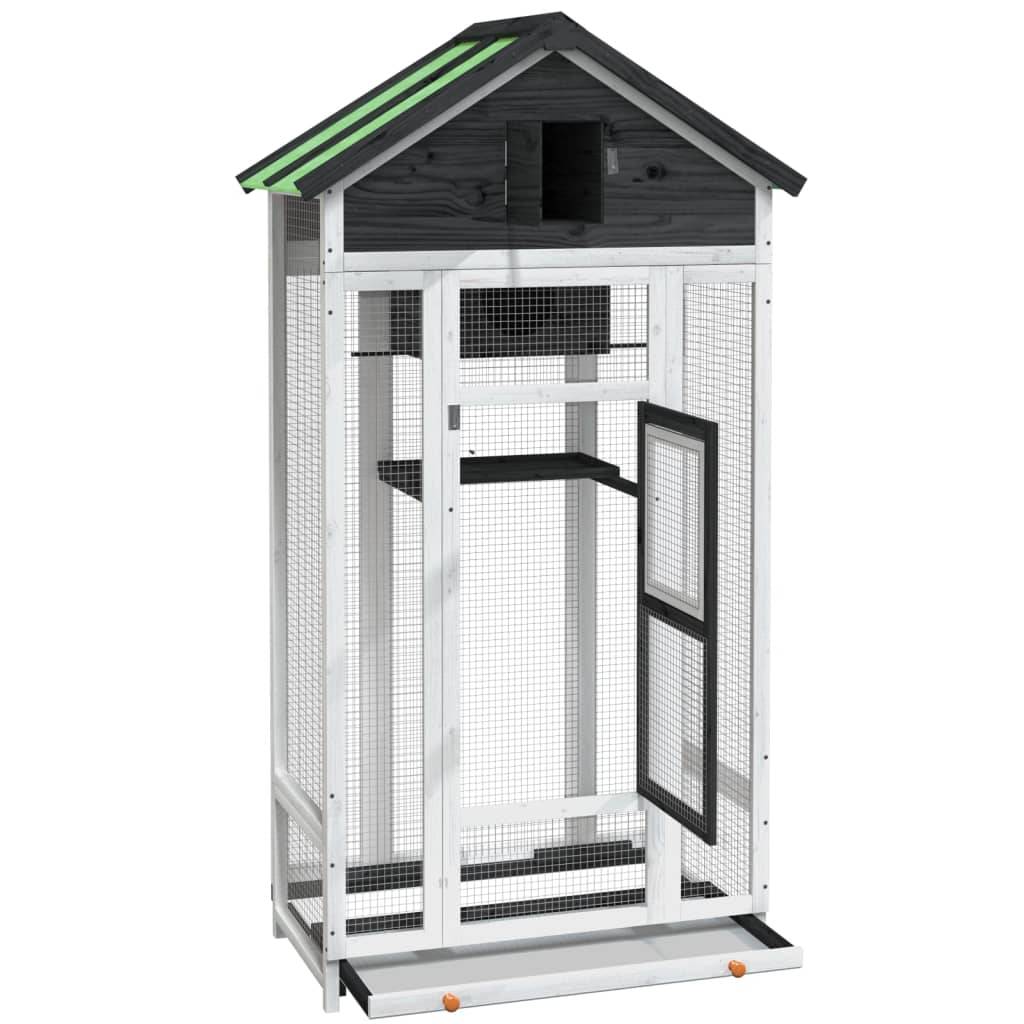 Maison Oiseaux Bois Pin Massif Étanche Protection Gris 91,5x53x170cm - ComfortXL Outdoor Living - Image 5