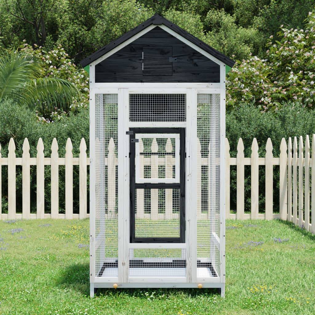 Maison Oiseaux Bois Pin Massif Étanche Protection Gris 91,5x53x170cm - ComfortXL Outdoor Living - Image 1