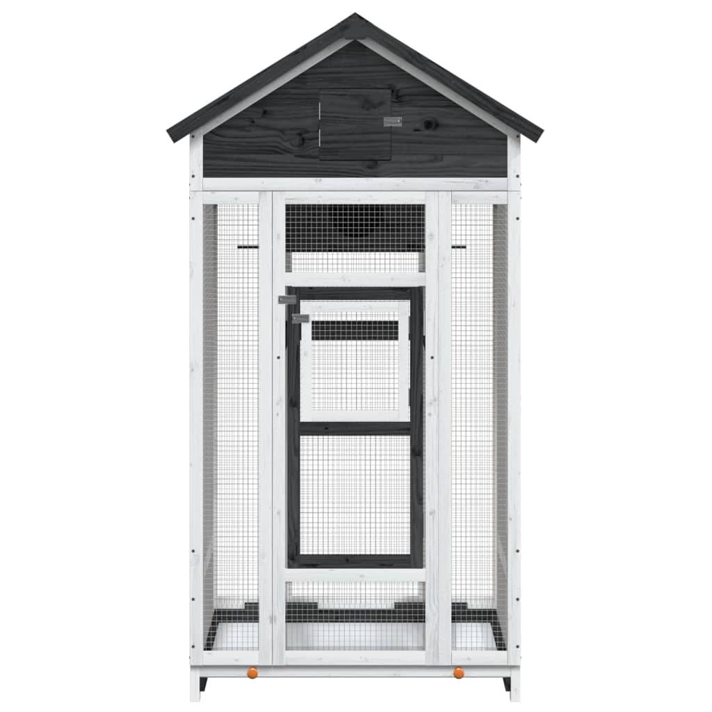 Maison Oiseaux Bois Pin Massif Étanche Protection Gris 91,5x53x170cm - ComfortXL Outdoor Living - Image 3