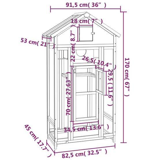 Maison Oiseaux Bois Pin Massif Étanche Protection Gris 91,5x53x170cm - ComfortXL Outdoor Living - Image 8