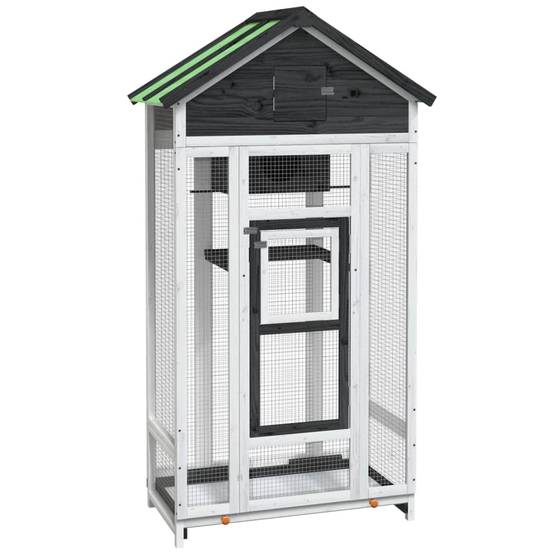 Maison Oiseaux Bois Pin Massif Étanche Protection Gris 91,5x53x170cm - ComfortXL Outdoor Living - Image 2