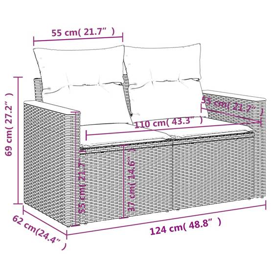 Ensemble canapé modulable 5 pcs résine tressée avec pouf pour terrasse Noir – ComfortXL Outdoor Living - Image 8