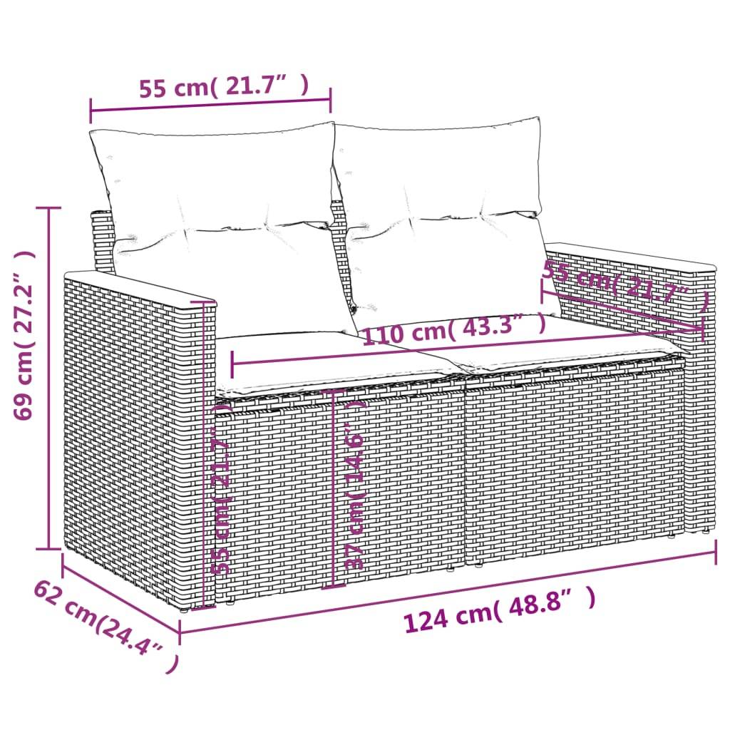 Ensemble canapé modulable 5 pcs résine tressée avec pouf pour terrasse Noir – ComfortXL Outdoor Living - Image 8