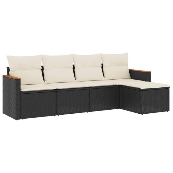 Ensemble canapé modulable 5 pcs résine tressée avec pouf pour terrasse Noir – ComfortXL Outdoor Living - Image 2